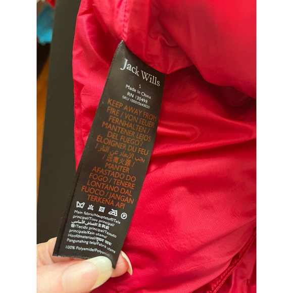 Jack Wills Red Down Filled Spell Logo Full Zip Quilted Puffer Vest Womens Small - Picture 7 of 8